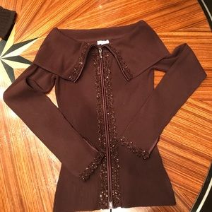 Cache holiday zip sweater